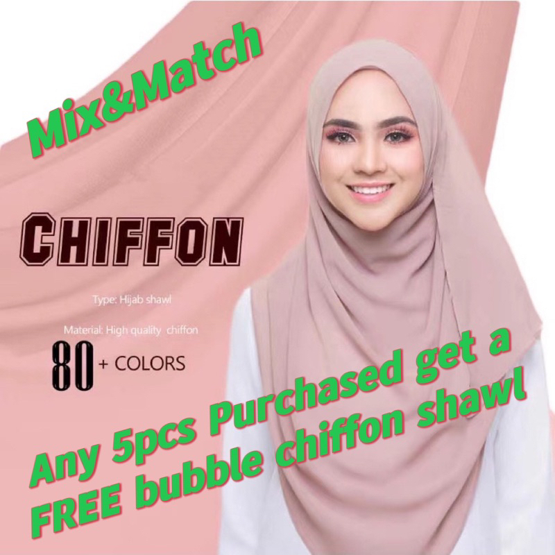 Bubble Chiffon Plain Shawl Tudung Muslim Head Scarfhijab Shawls 3rd Link Shopee Singapore 1346