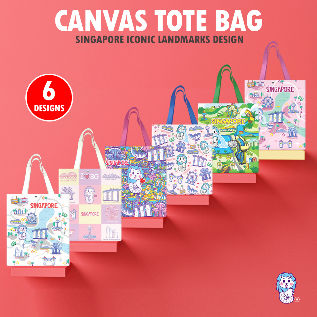[SG Ready Stock] Canvas Tote Bag*Singapore Souvenir Shopee Singapore