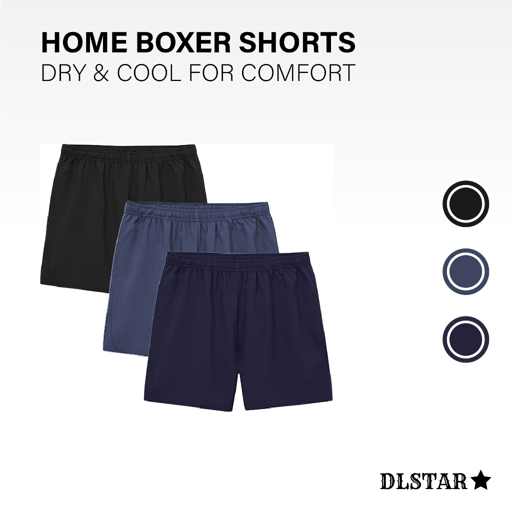 [BUNDLE OF 3] DLSTAR Men DriCool Boxer Shorts Soft DriFit Men