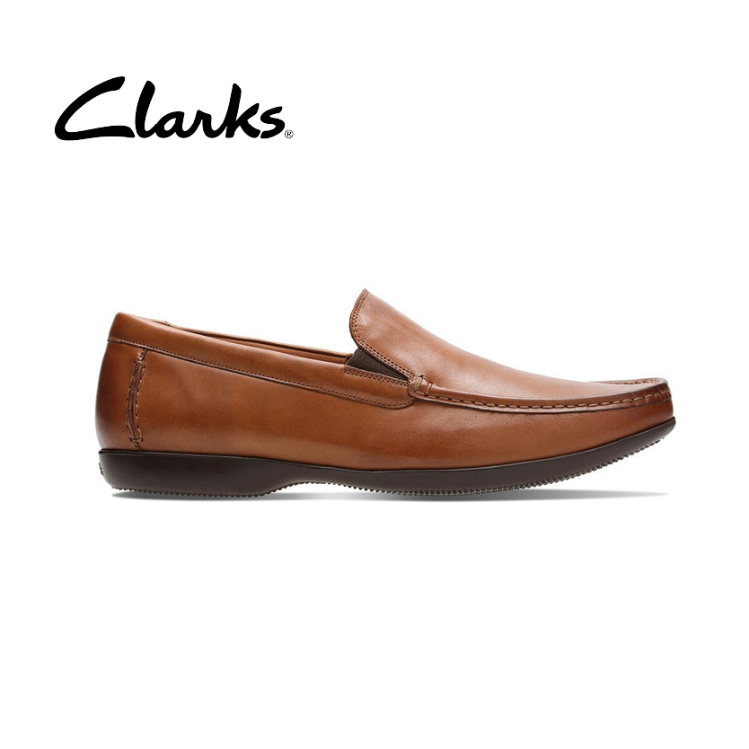 CLARKS Finer Sun Tan Leather Shopee Singapore