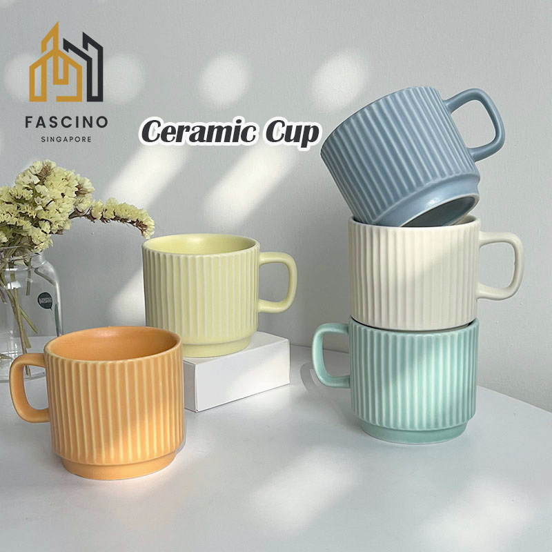 【sg】260ml Ceramic Mug Coffee Mugs Milk Cup Stackable Porcelain Cups