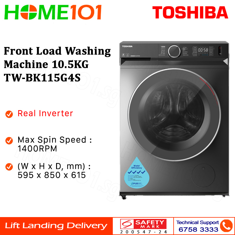 Toshiba Front Load Washing Machine 10.5KG TWBK115G4S Shopee Singapore
