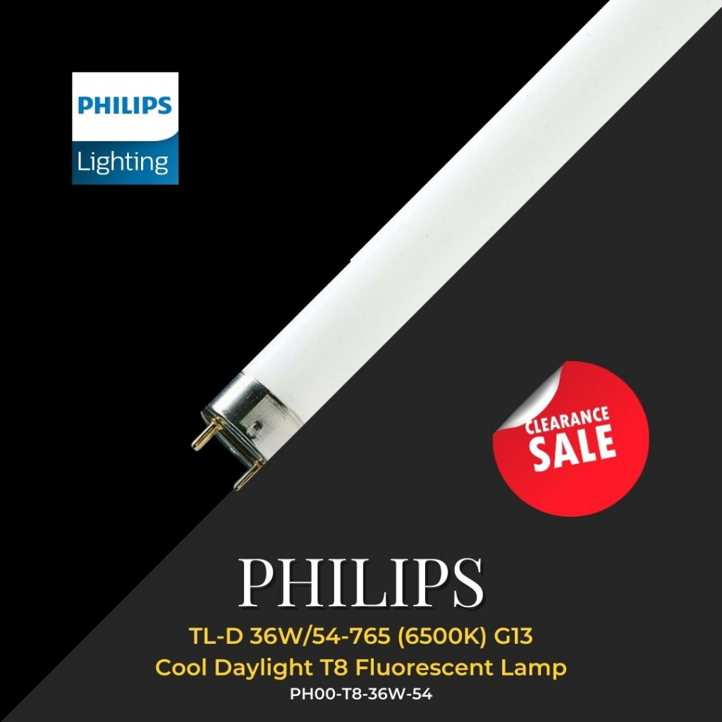 Philips T8 Fluorescent Lamp TL-D 36W 54 765 6500K G13 Cool Daylight ...
