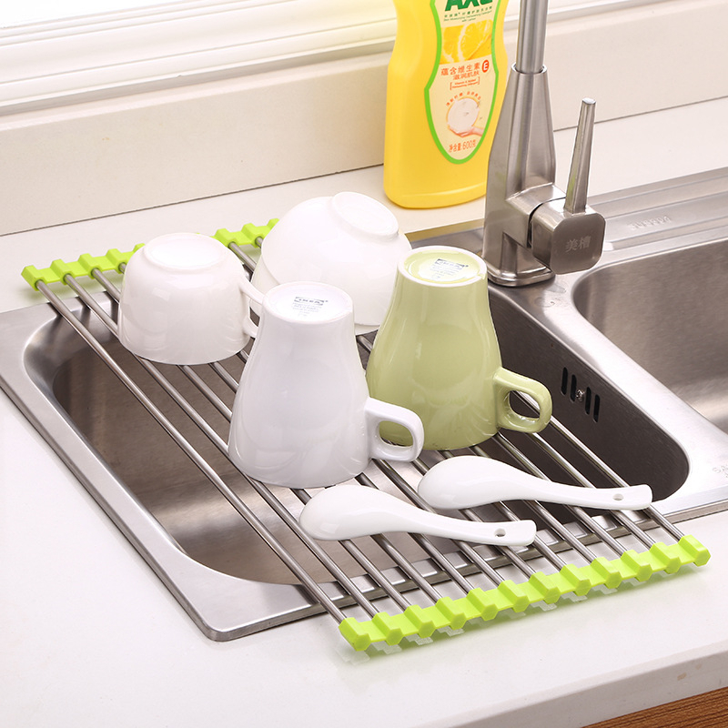Sink Drying Rack Foldable Stainless Steel Dish Drainer Sink Rack ...