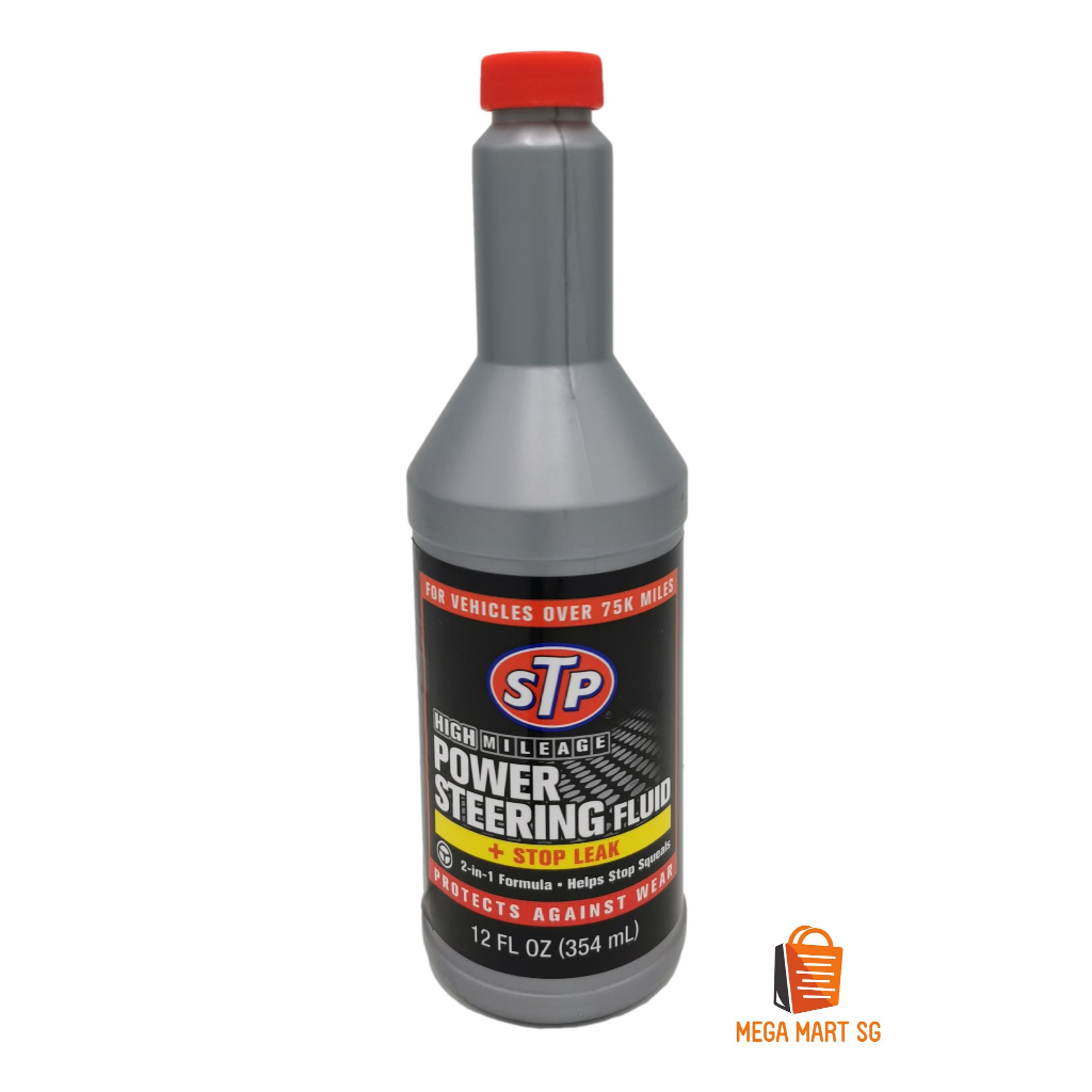 STP High Mileage Power Steering Fluid + Stop Leak 12 Fl Oz (354ml