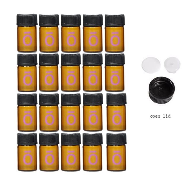 20 Pieces 2ML Amber Glass Small Sample Bottles Potable Refill