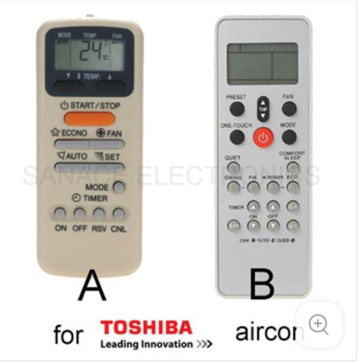 Mando A Distancia Repuesto Para Aire Acondicionado Toshiba - Modelos WC-E1NE, WH-E1NE, WH-E1BE, WC-E1BE, Sin Programación