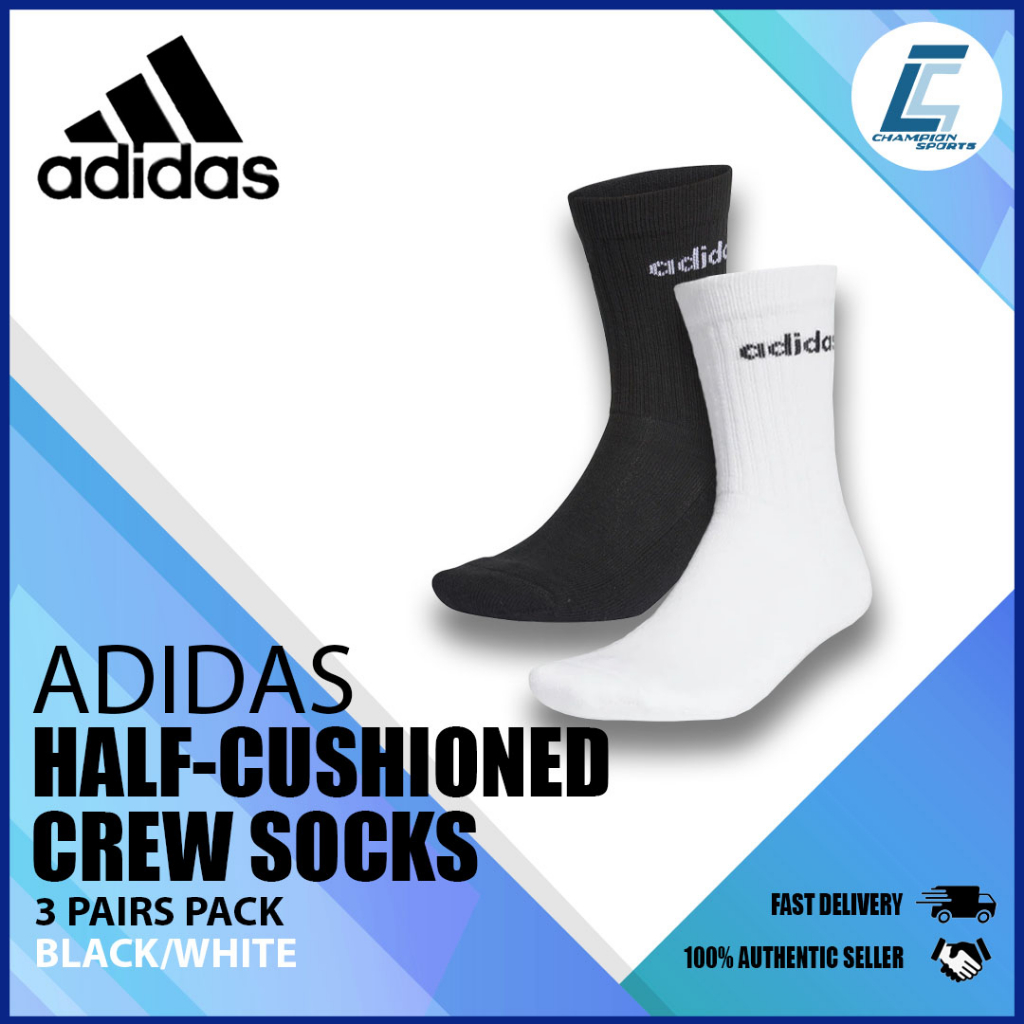 Adidas Half-Cushioned Crew Socks 3 Pairs (GE1379 GE6171) | Shopee Singapore