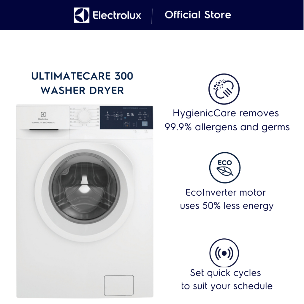 Electrolux EWP8024D3WB 8/5kg UltimateCare 300 Front Load 2in1 Washer Dryer with 2 Years