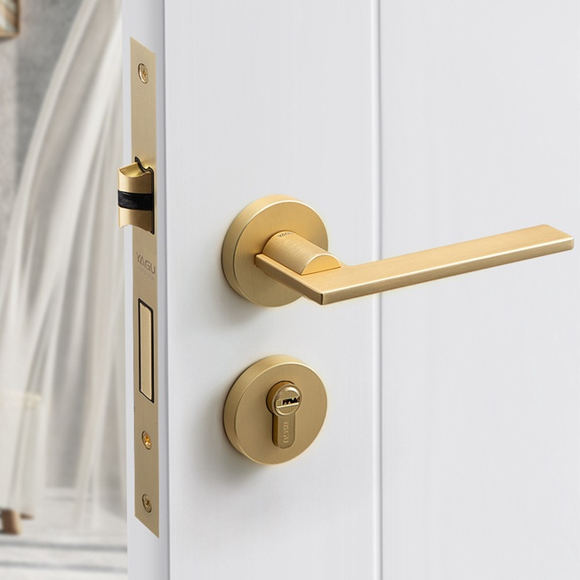 Gold Bedroom Door Mute door lock Handle Interior Door Handle Lock ...