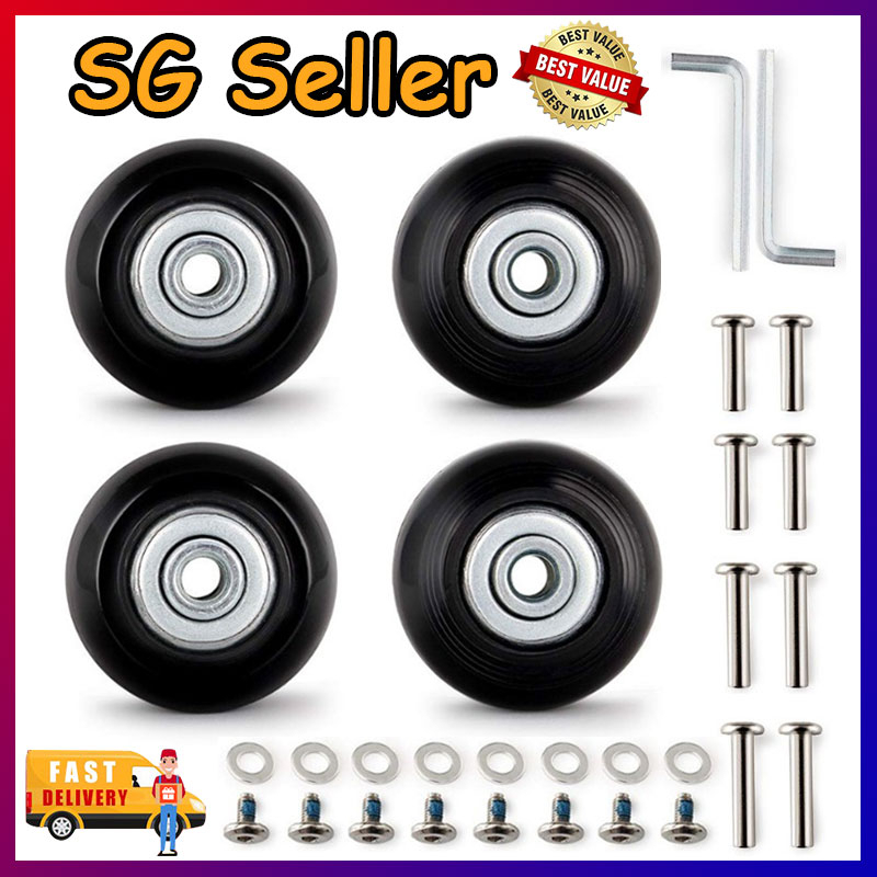 SG STOCK 4pc Luggage Wheels Suitcase Replacement Wheel with Screw