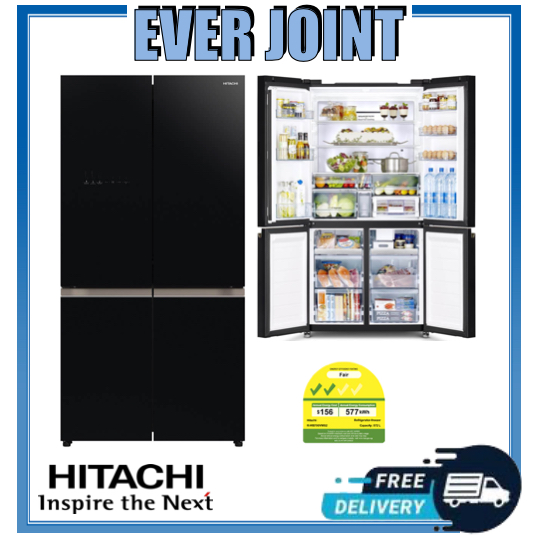(Free Gifts) Hitachi RWB700VMS2 French Door Bottom Freezer Fridge