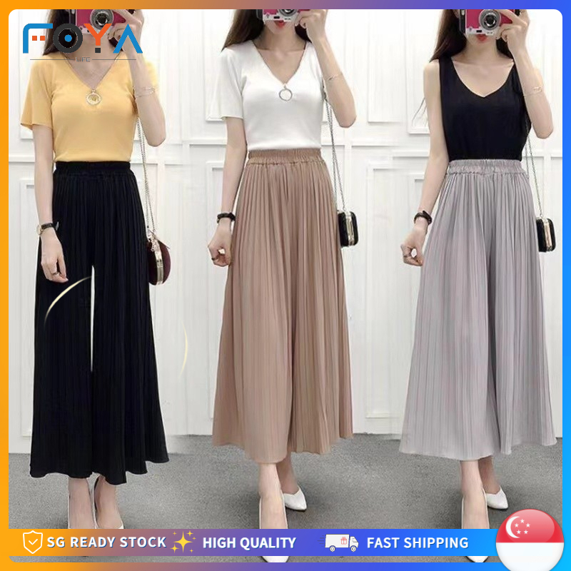 High-Waisted Pleated Skort – Wide Leg Culotte Style