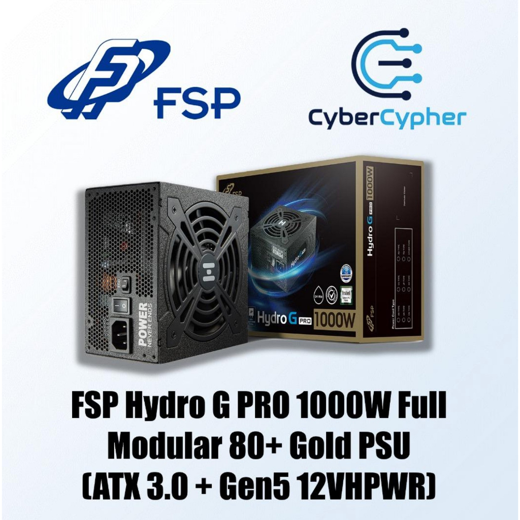FSP Hydro G PRO 1000W Full Modular 80+ Gold PSU (ATX 3.0 + Gen5 12VHPWR ...