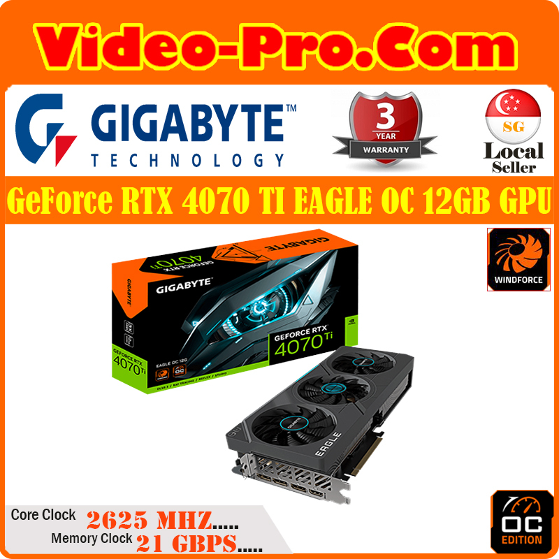 Gigabyte GeForce RTX 4070 TI Eagle OC 12GB Graphics Card GV-N407TEAGLE ...