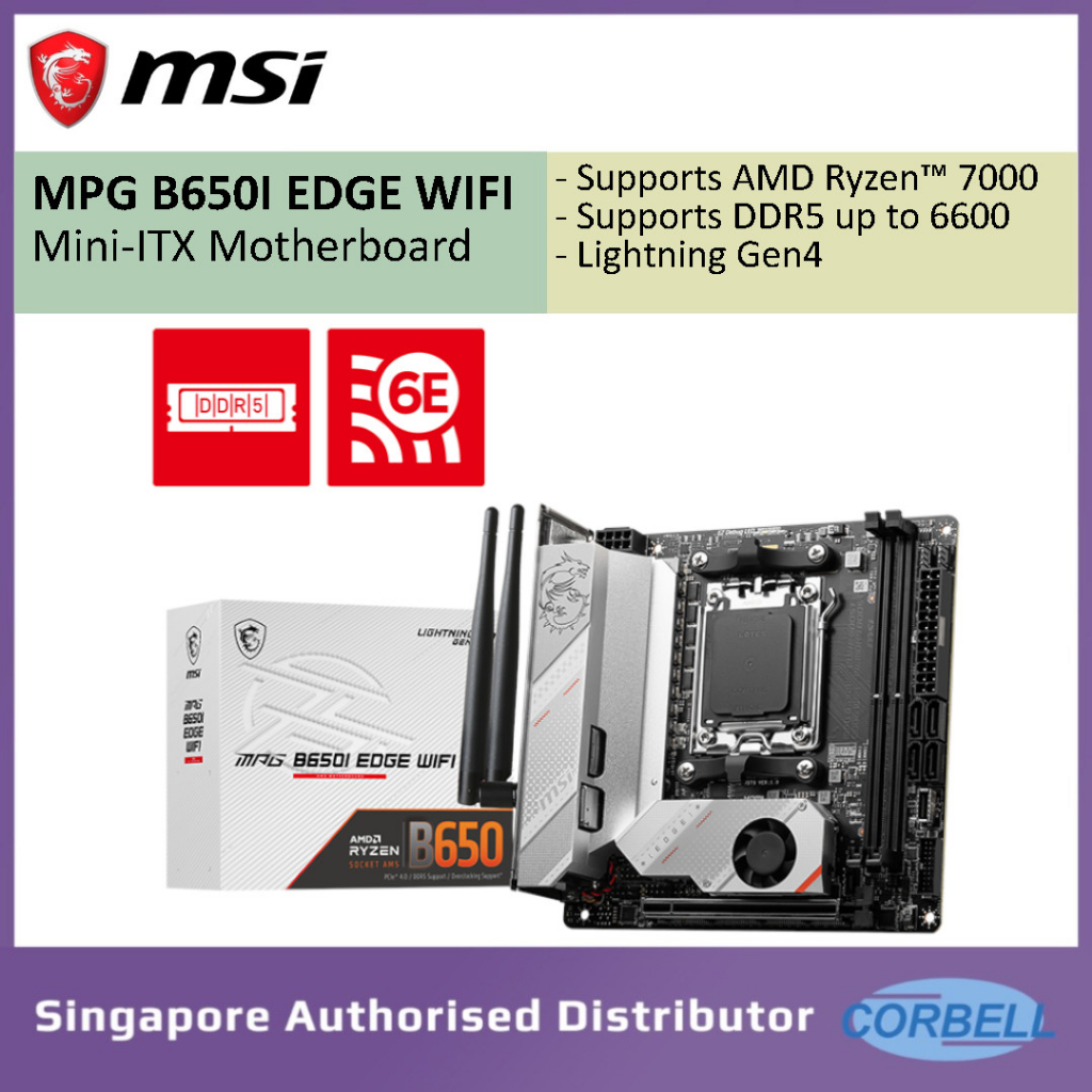 MSI MPG B650I EDGE WIFI MOTHERBOARD Socket AM5 DDR5 Dual Channel Mini ...