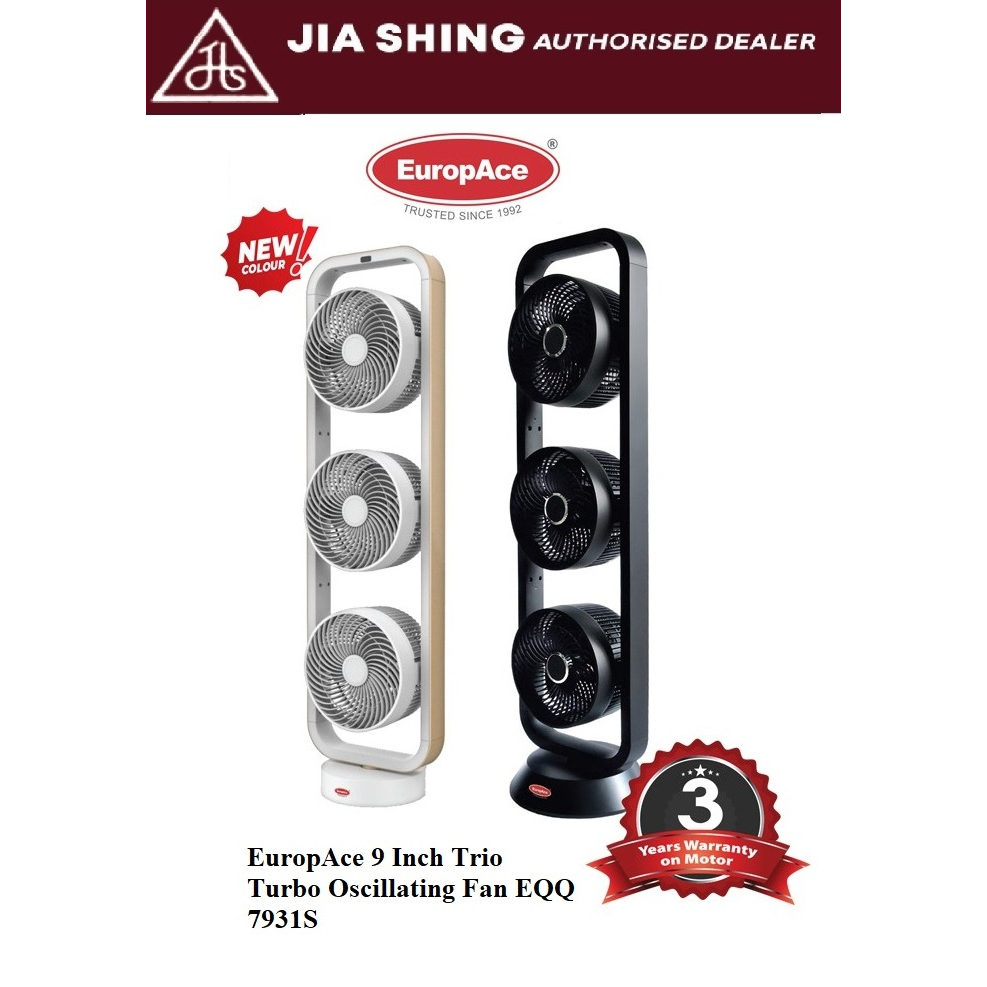 EuropAce 9 Inch Trio Turbo Oscillating Fan EQQ 7931S | Shopee Singapore