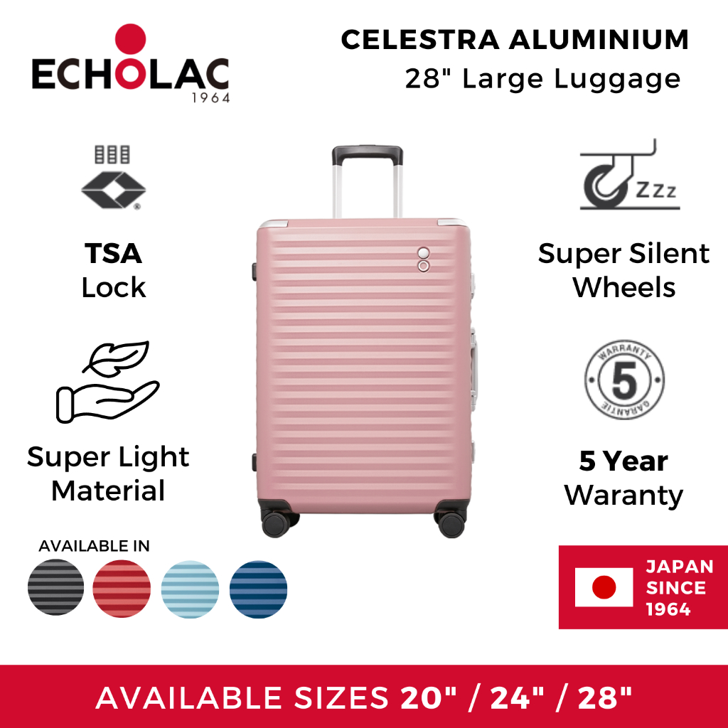 Echolac Celestra Aluminium Frame 28″ Luggage with Silent Spinner