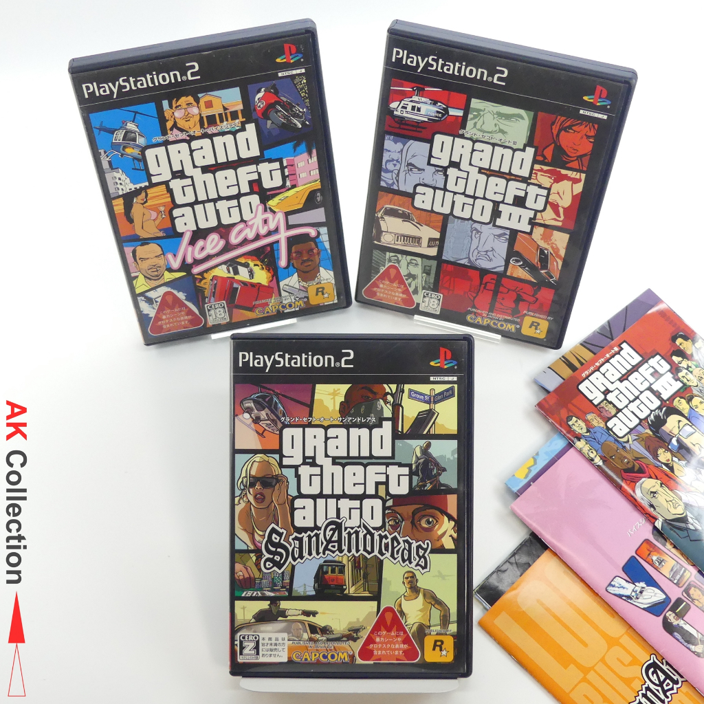 Jeu PS2 : LOT De 2 - Grand Theft Auto SAN ANDREAS & VICE CITY - Bon état, Version US/Can