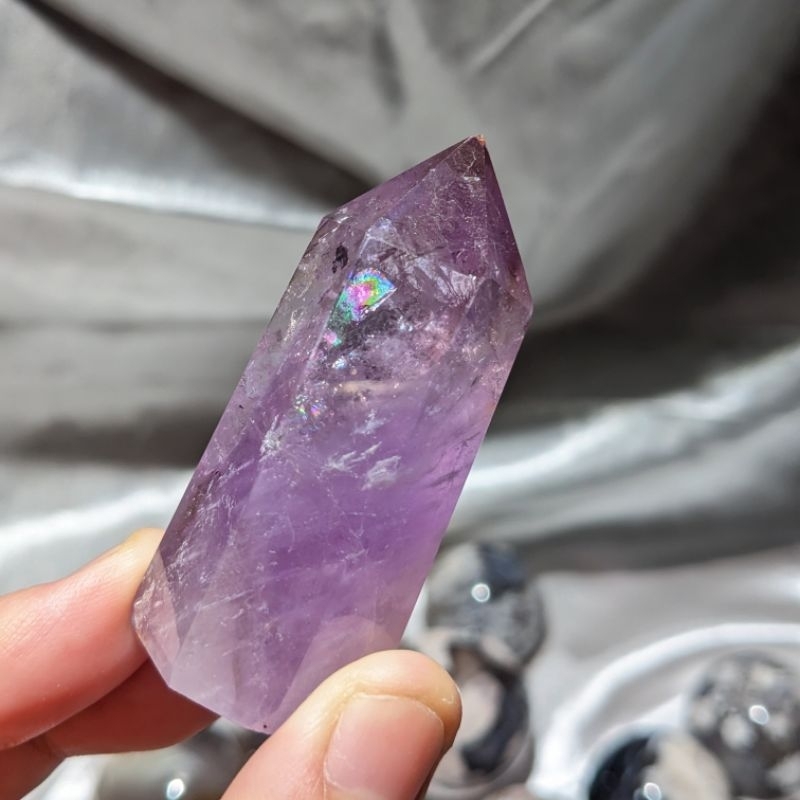 SG CRYSTALS 💖 Amethyst Tower with Rainbow 💖 | Shopee Singapore