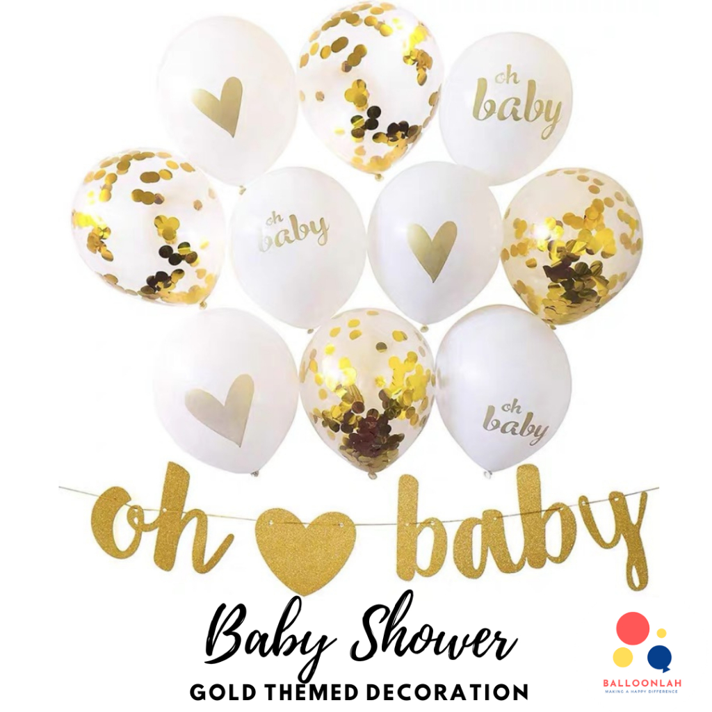 Baby Shower Gold Themed Party Decoration Balloon Set [READY STOCK IN SG