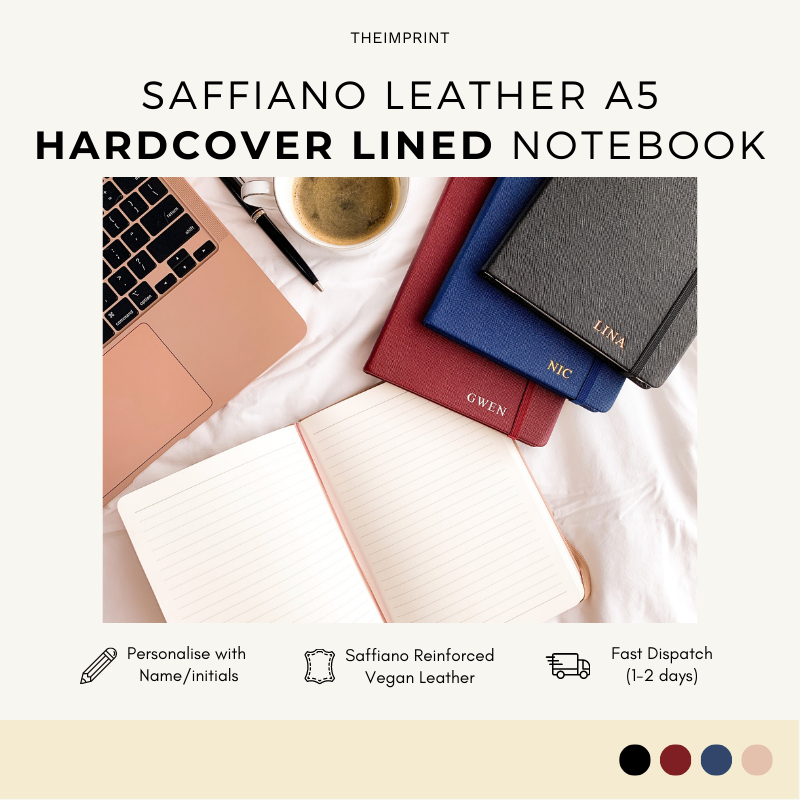 THEIMPRINT Personalised Saffiano Leather A5 Hard Cover Notebook (Lined