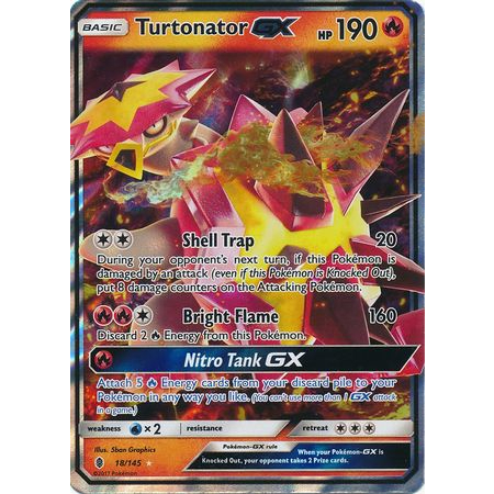 Pokemon TCG Card Turtonator GX SM Guardians Rising 18/145 Ultra Rare ...