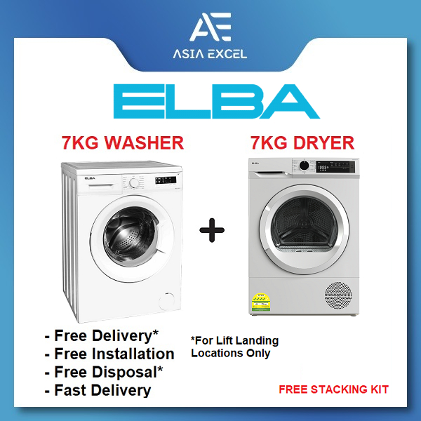 ELBA EWF 1075 VT (EWF1075VT) 7KG FRONT LOAD WASHING MACHINE + ELBA EBD