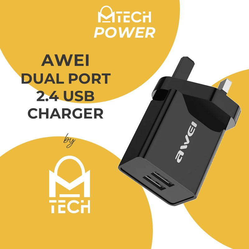 MTech PowerCharge GaN 65W 3 Port 2 USB 1 Type C QC 3.0 + PD Wall