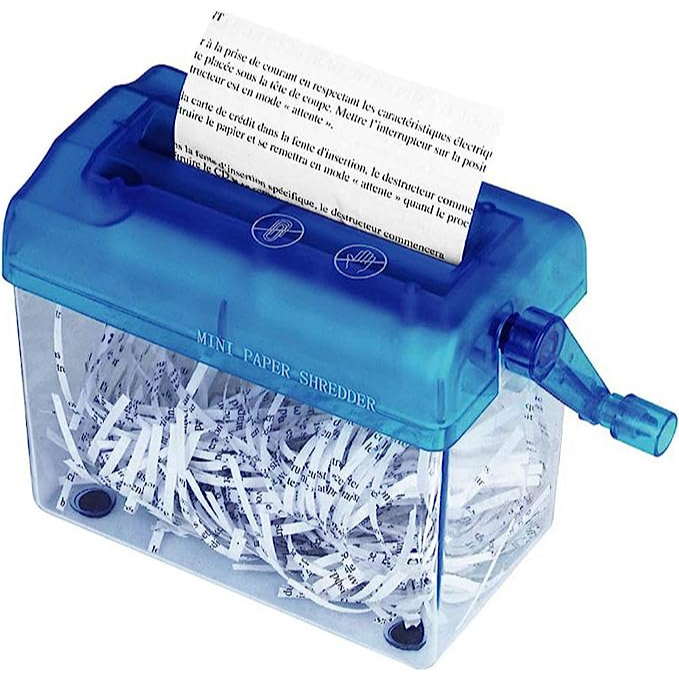 Mini Blue Shredder A6Manual Crusher Destroyers Paper Documents Cutting ...