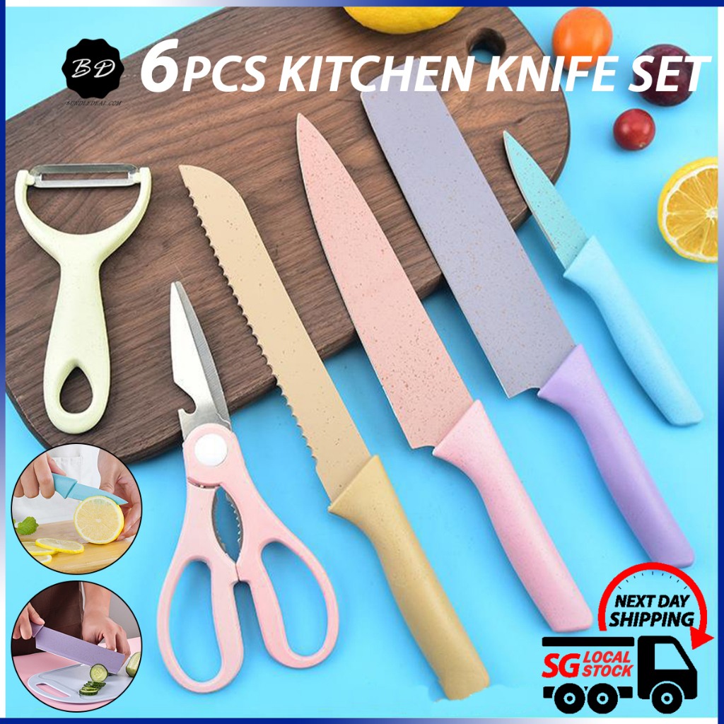 🚀[SG] 6pcs Ceramic Kitchen Knife Set/ Stainless Steel AntiRust Knife