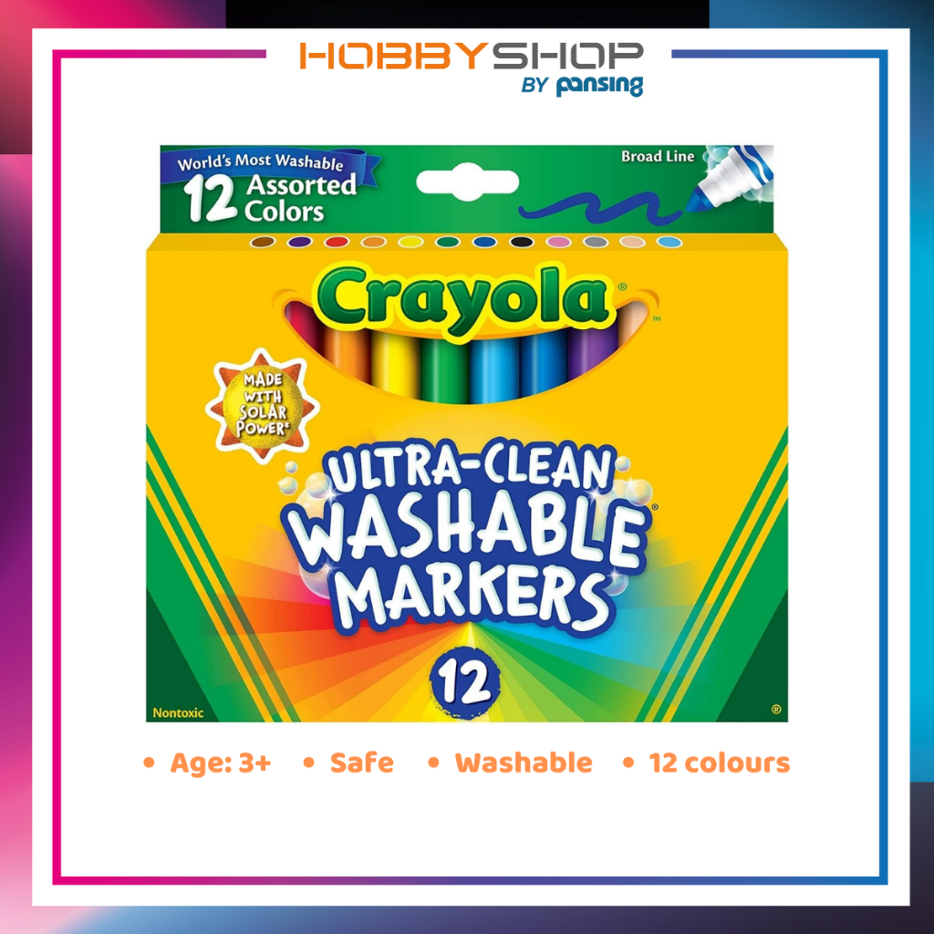 Crayola 587812 Kids Ultra-Clean Washable Markers Broad Line, 12 Colors ...