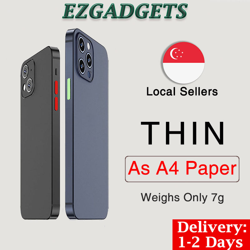 Ezgadgets Ultra-thin iPhone Case 13/12 /11/Pro/Max/Mini Anti Sweat Frosted Back Phone Casing for Transparent Cover