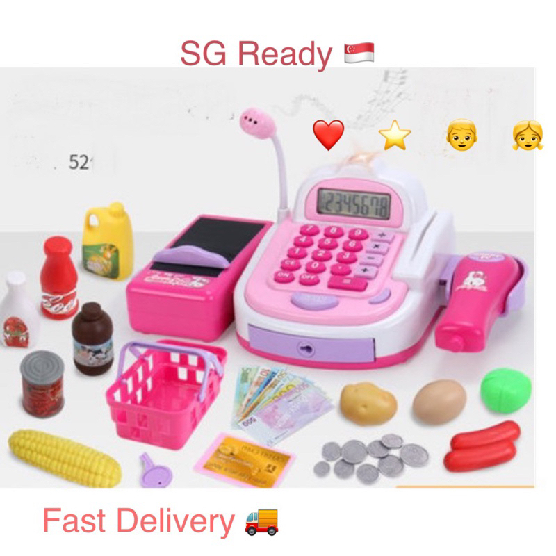 (SG Next Day Ship) kids Supermarket Cashier Toy - 52 items (Pretend Play)