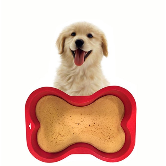 Non stick Silicone Dog Bone Shape Cake Pan for Puppy Dog Birthday cakes. Ready stock Red colour. Quick delivery Shopee Singapore