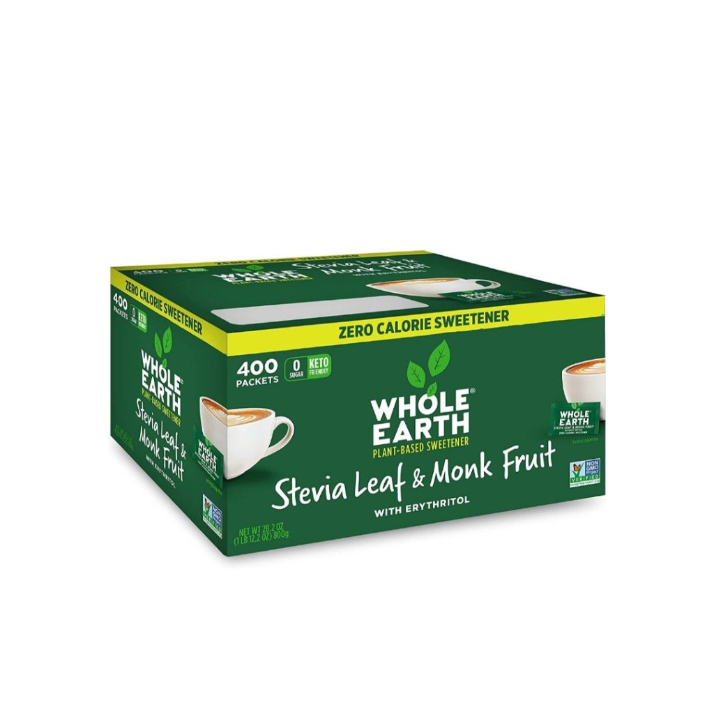 WHOLE EARTH Stevia & Monk Fruit Plantbased Sweetener, 400 Packet