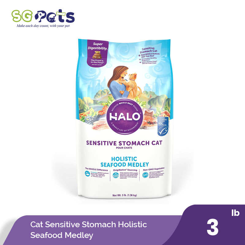 Halo Adult Cat Sensitive Stomach Holistic Seafood Medley 3lb