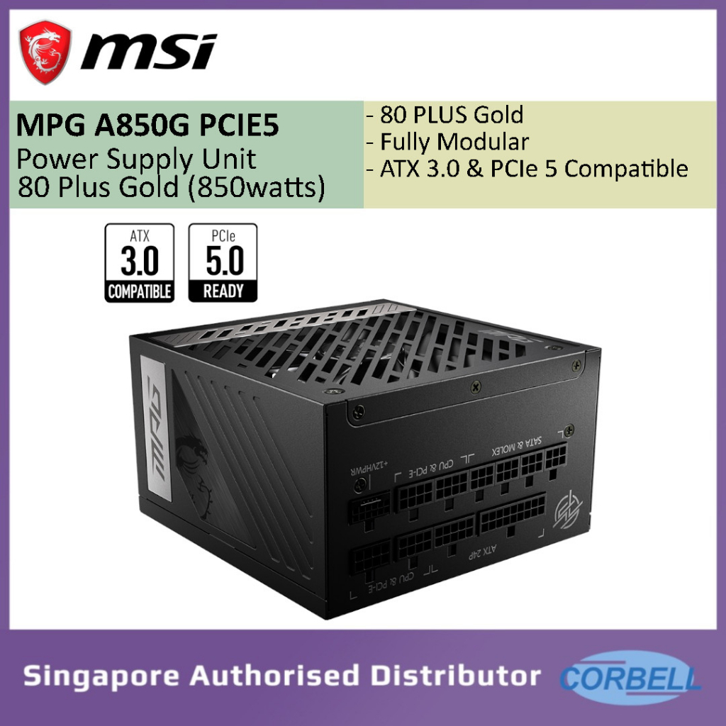 MSI MPG A850G PCIE5 850W Power Supply Unit/ATX 3.0/PCIE 5.0/80 Plus