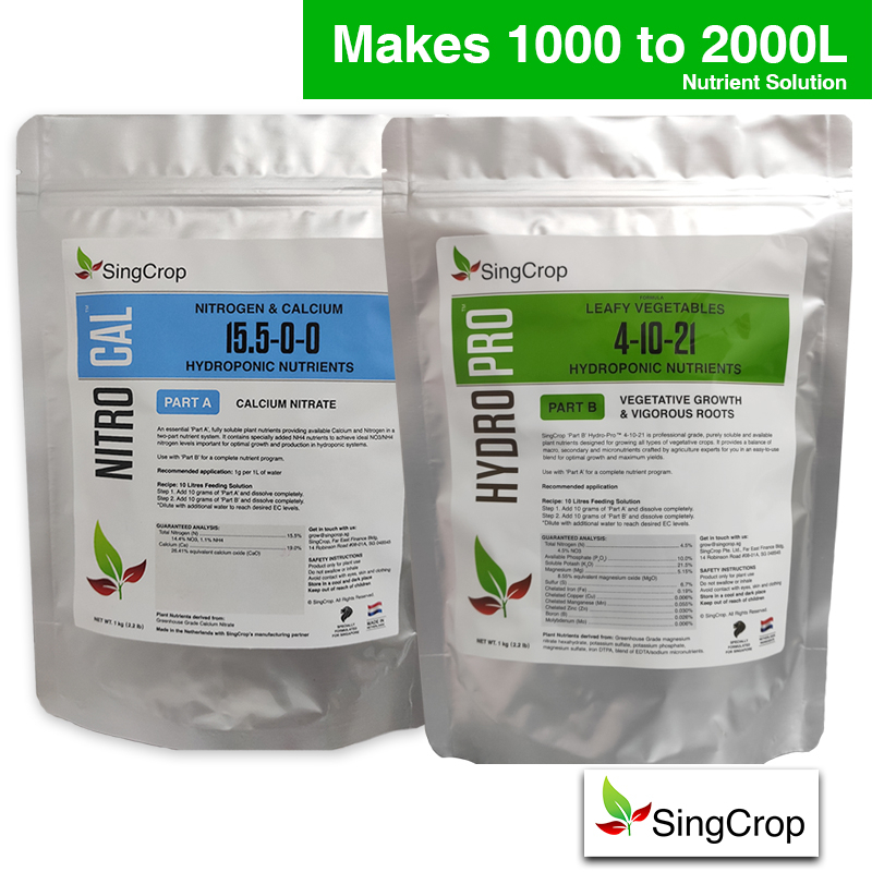 SingCrop HYDROPRO hydroponic nutrients / dry powder A & B / for leafy
