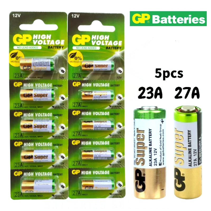 [5 PCS] GP Super 23A 27A 12V High Voltage Alkaline Battery Batteries ...