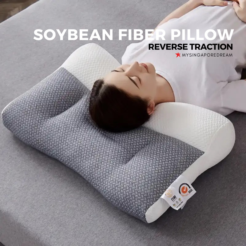 Comfort Neck Support Pillow Soy Fiber Cervical Pillow Reverse
