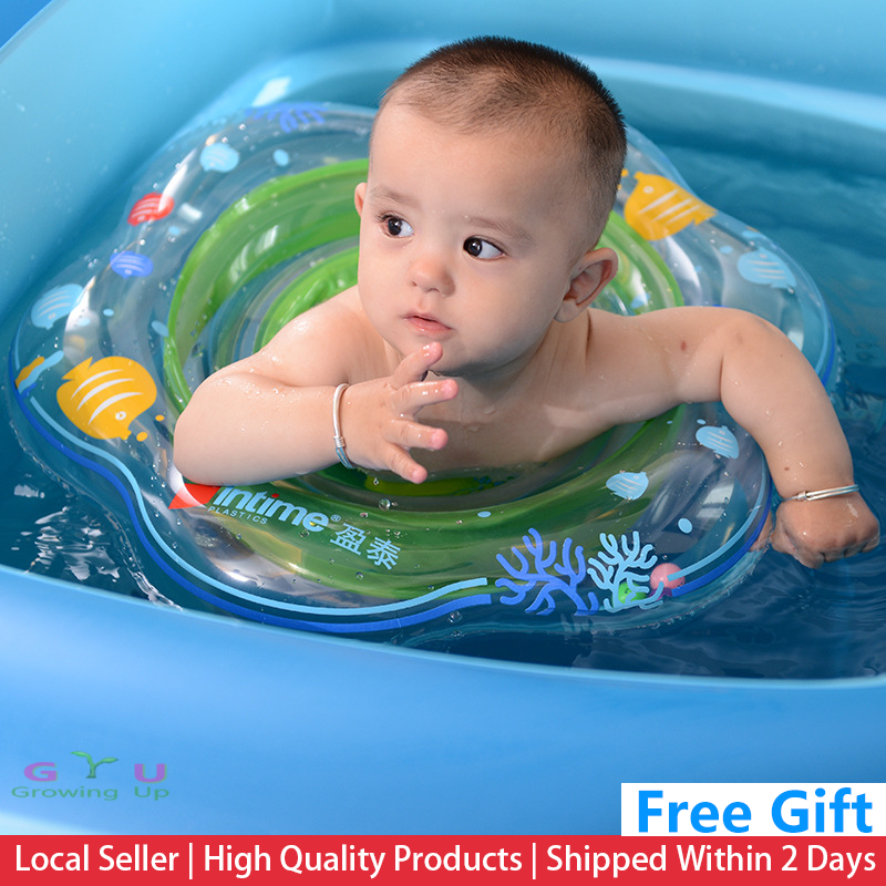 GU[SG Stock] Inflatable Neck Seat Arm Float Baby Kids Lifebuoy Swimming Pool Floats Training