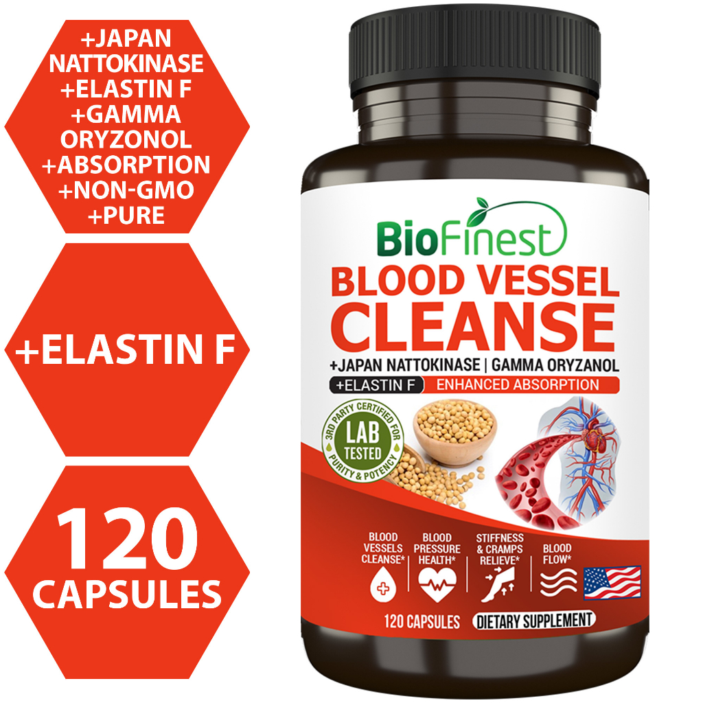 Biofinest Blood Vessel Cleanse Nattokinase - Clean Flexible Vessels ...