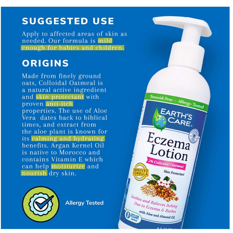 Earth's Care, Eczema Lotion, 2 Colloidal Oatmeal, (237 ml) Shopee Singapore