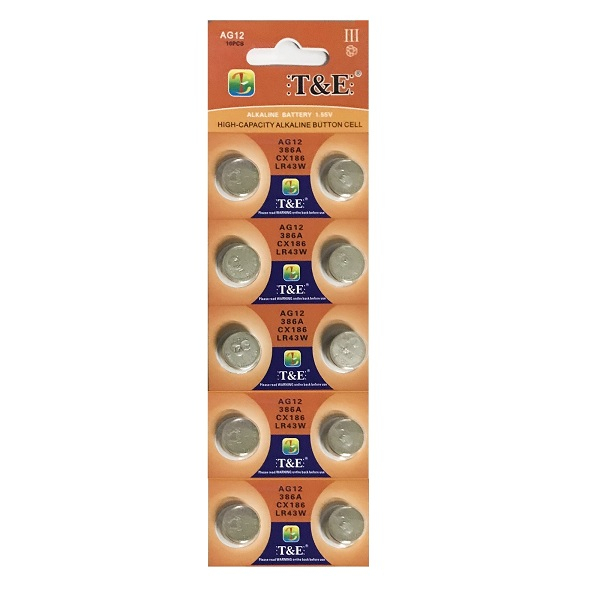 [SG] T&E AG12 SR43SW LR43 386 Alkaline Button Battery (10 Pieces ...