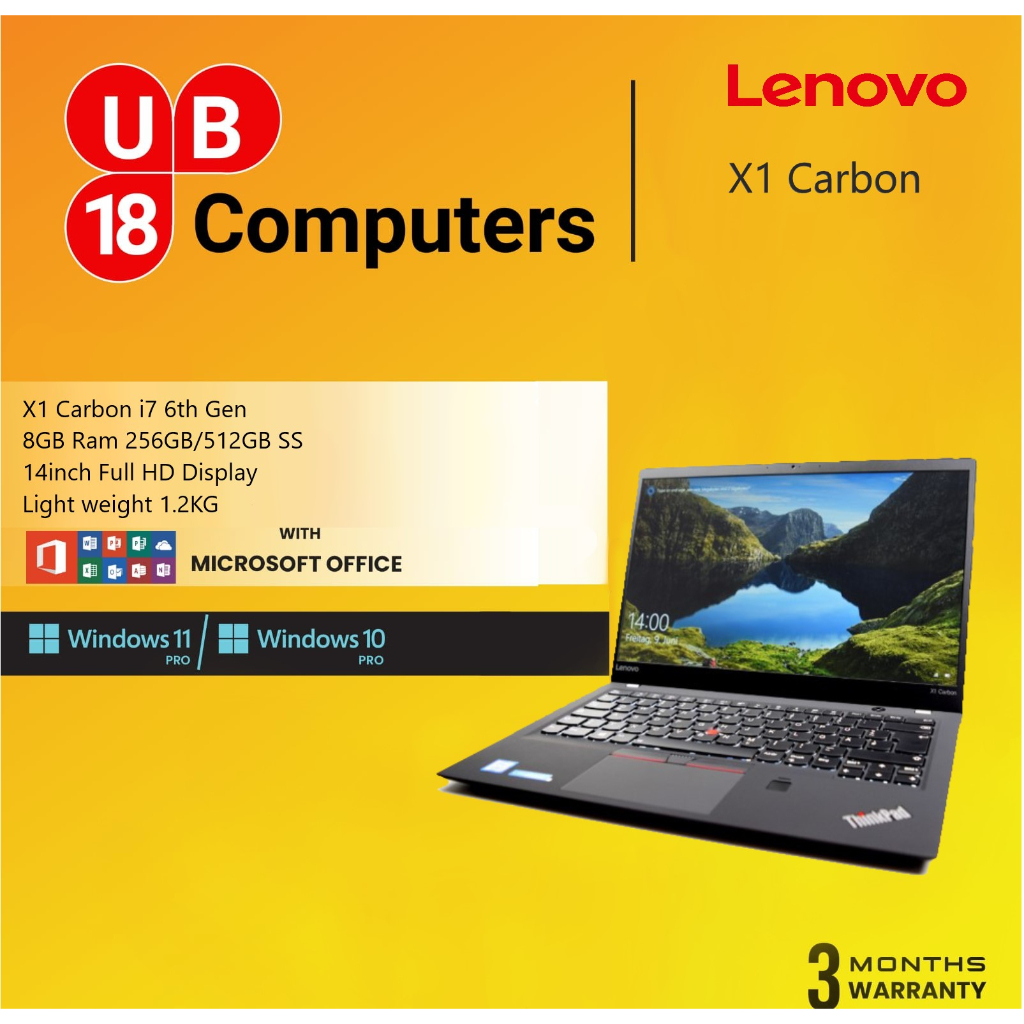 Lenovo ThinkPad X1 Carbon i7 6th gen 16GB 256GB SSD