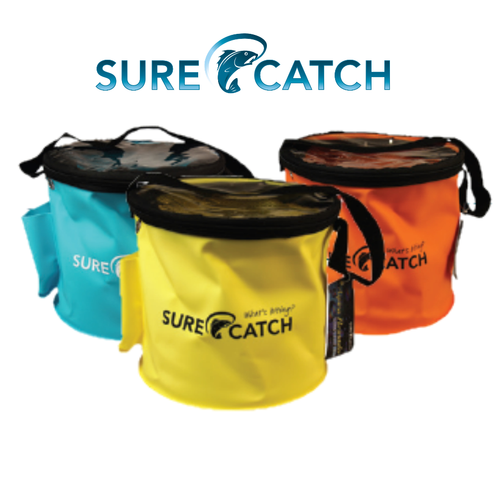 SureCatch - Soft Bait Bucket Round 240mm ~ Waterproof Live Bait Storage Bag