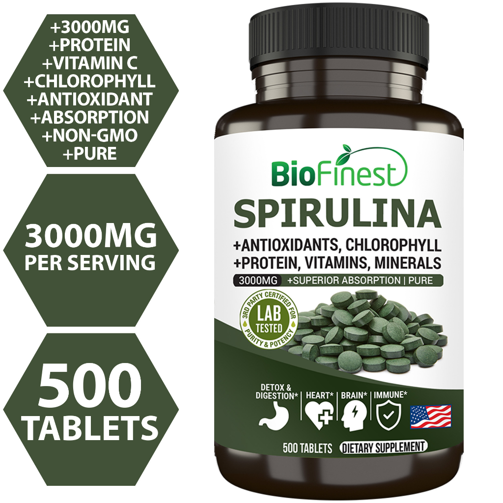 Biofinest Spirulina 3000mg Supplement Alkaline Superfood Vitamin