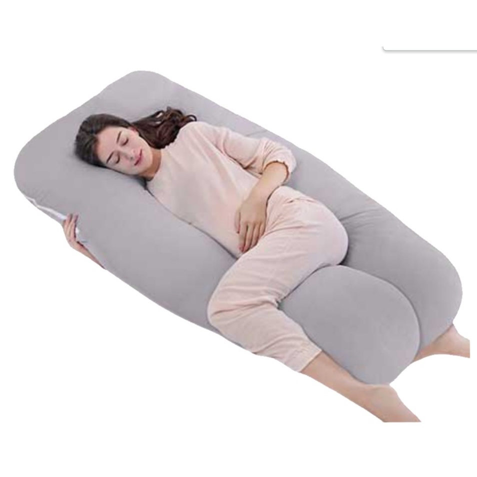 Grey Cotton U Shape Pregnancy Pillow with cover Shopee Singapore