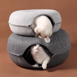 Cat Tunnel Felt Mat Toy Collapsible Cats Tube Toys Cave Nest DIY  Combination Play Tunnels Pet Interactive Toy for Kitten Rabbits